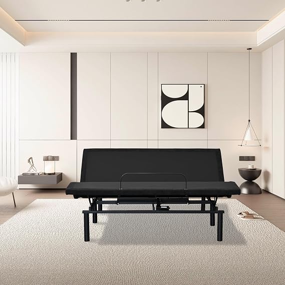 Adjustable Bed Base Electric Bed Frame with Remote Control Folding Design King