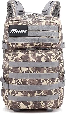 MIKA Premium 45L Military Tactical Backpack for 3 Days Army Assault Bag Large Rucksack with Molle System 2024 Model Gray Desert Camouflage, 45L