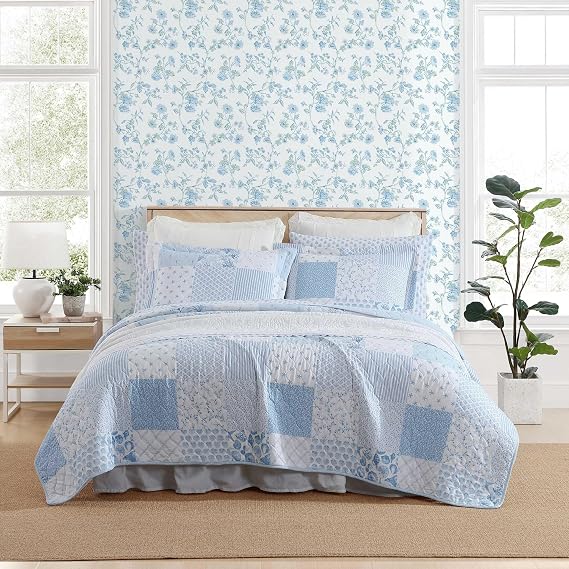 Laura Ashley - Twin Sheet Set with Pillowcase with Deep Pocket Fitted Sheet