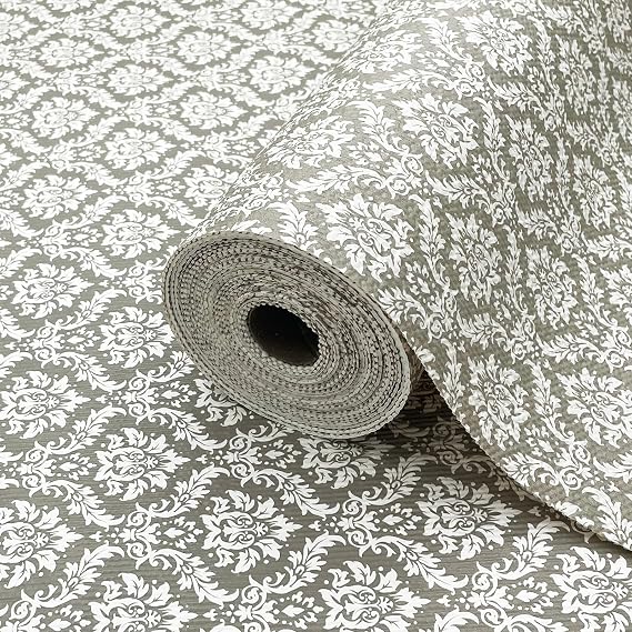 Drawer Liner and Shelf Liner for Kitchen Cabinet Liner Non-Adhesive Non-Slip Shelf Paper, Thick Strong Grip Waterproof Easy to Clean for Shelves, Cupboard, Desks, Baroque Pattern, 12 in x 10 FT