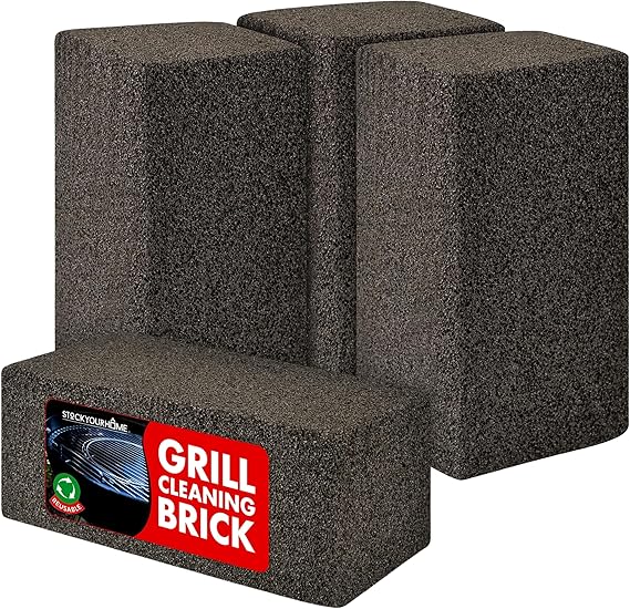 Stock Your Home Grill Cleaning Brick (4 Pack) - Heavy Duty Grill Cleaning Brick - Pumice Stone Brick for Flat Tops and Griddles - Blackstone Griddle Cleaner - Non-Scratch Grill Cleaner