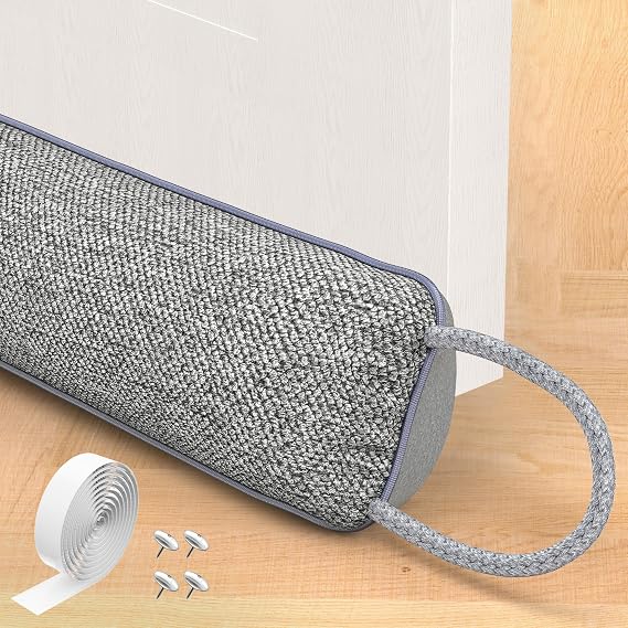 Door Draft Stopper, Heavy Under Door Draft Blocker, Light Grey