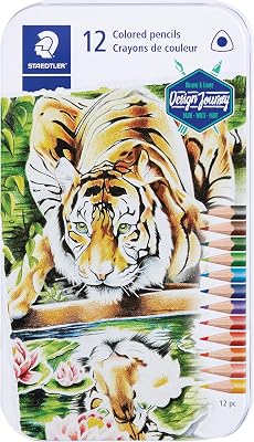 Staedtler Colored Pencils, Triangular Barrel, 12 Pack Assorted, Metal Tin 1278 M12