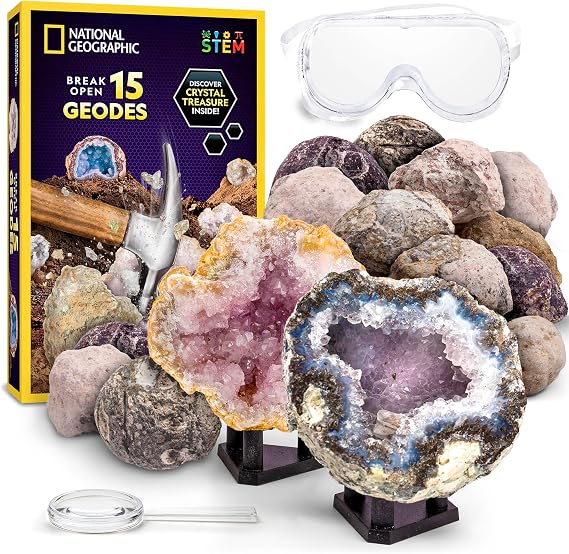 National Geographic Break Open 15 Premium Geodes Science Kit for Kids