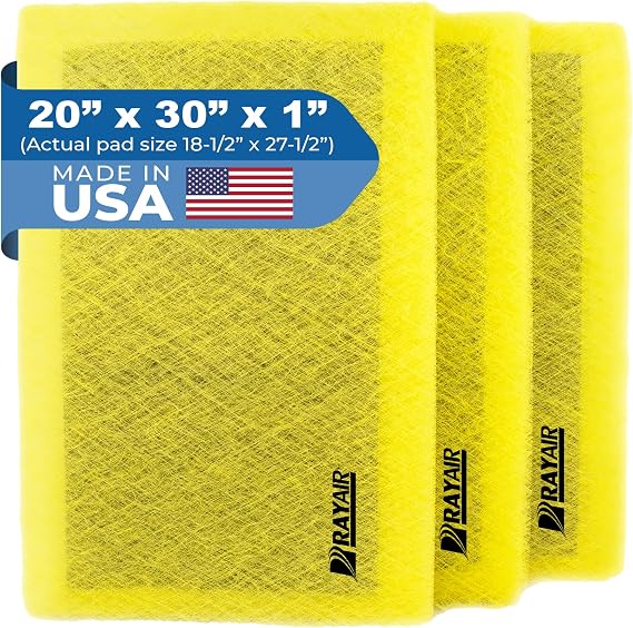 20x30 Filter Media Pads Designed to Fit MicroPower Guard | Air Cleaner Replacement Refills, Compatible With 20x30x1 Filter Frame, Yellow, 3-PACK, Made in USA