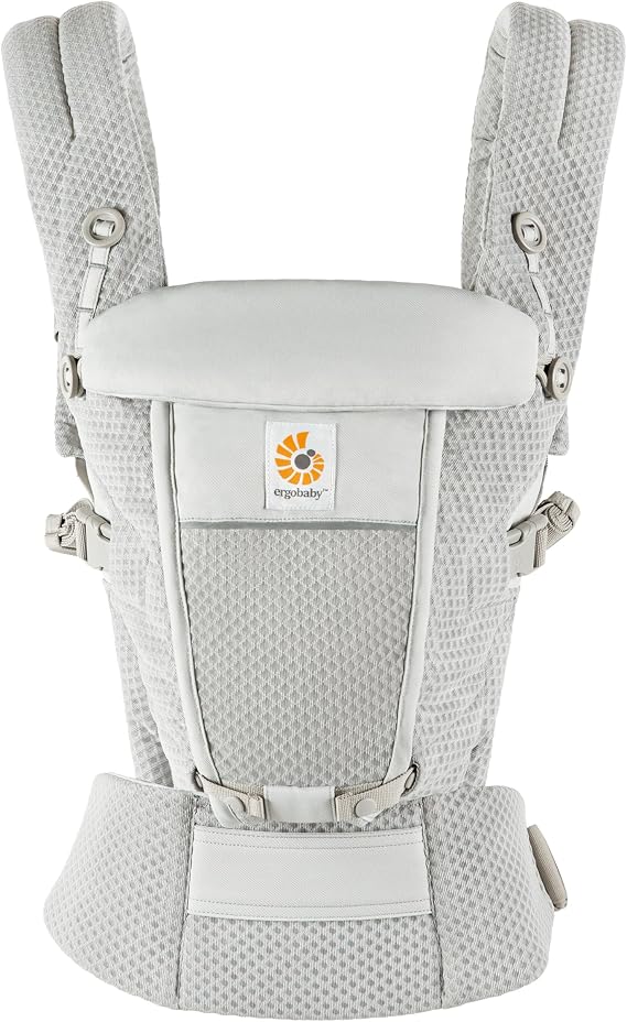 Ergobaby Adapt Baby Carrier for Newborns to Toddlers 0-48 Months | 3-Position Breathable Mesh Baby Carrier with Ergonomic Support - 7-45 lbs / 3.2-20.4 kg, Pearl Grey