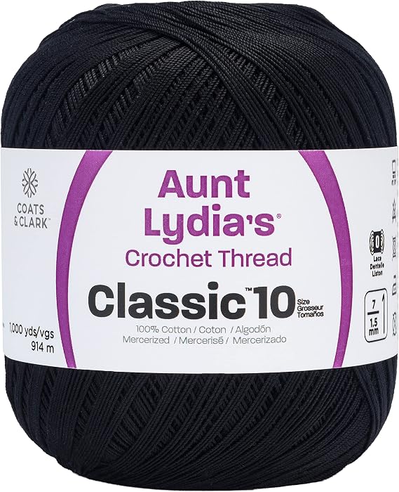 Aunt Lydia 151.0012 Value Crochet Thread, Black
