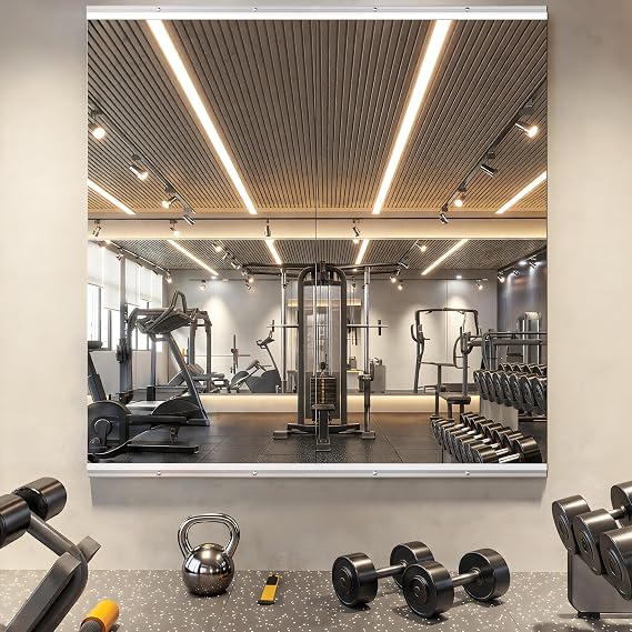 Home Gym Mirror, 120 x 60cm, 2PCS Large Full Body Mirror for Yoga, Silver Frameless Tempered Glass, Wall-Mounted Wall Mirrors for Home Gym, Workout, Garage, Bedroom, Bathroom, Dance Studio