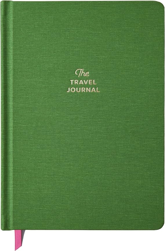 Travel Journal - Guided Notebook for Travelers to Plan & Reflect on Vacations & Trips. Keepsake Travel Gift, Basil Green