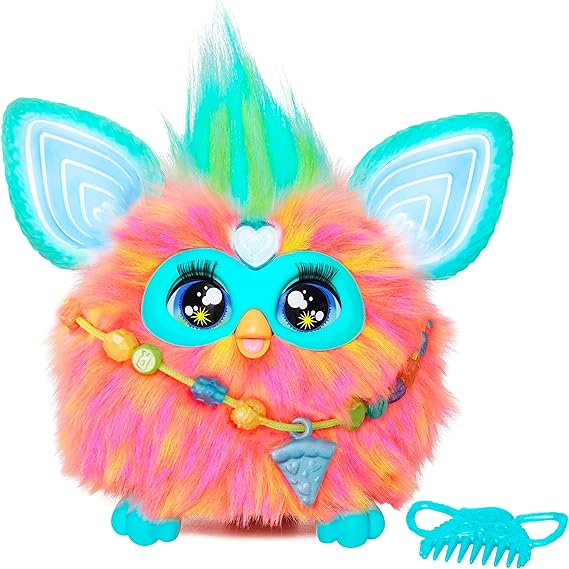 Furby Coral, 15 Fashion Accessories, Interactive Plush Toys for 6 Year Old Girls & Boys & Up, Voice Activated Animatronic