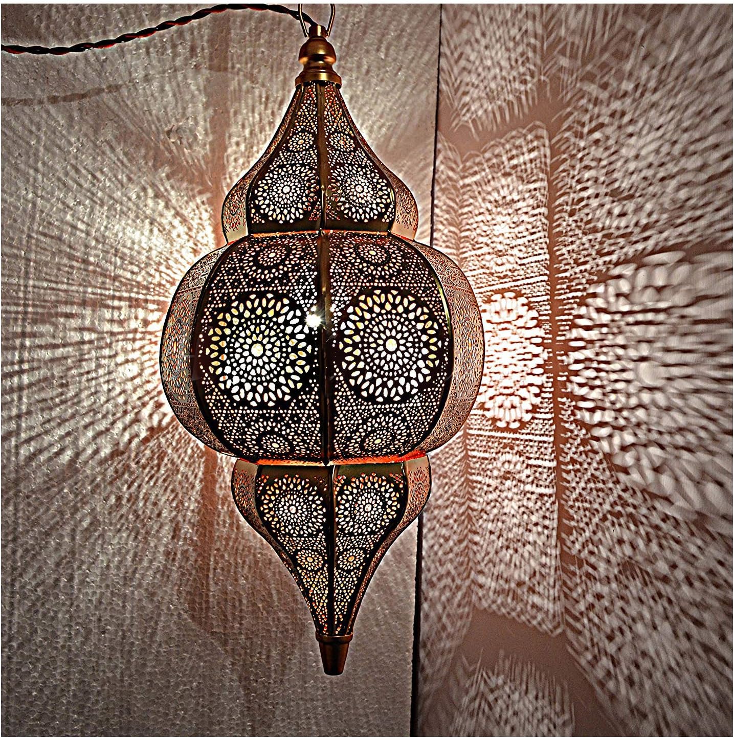 Marusthali Modern Turkish Lamp, Antique Indian Moroccan Lamp, Metal Ceiling Light Hanging Lantern Lamp-Ceiling Lights Home Lantern Pendant, Oriental Arabian Hanging Lamp 33 x 25 Cm, Dark Gold