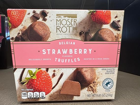 Moser Roth Belgian Strawberry Flavored Truffles, 8.81 oz (1 Box)