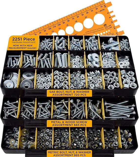 Jackson Palmer 2251 Piece Hardware Assortment Kit with Screws, Nuts, Bolts & Washers (3 Trays)...