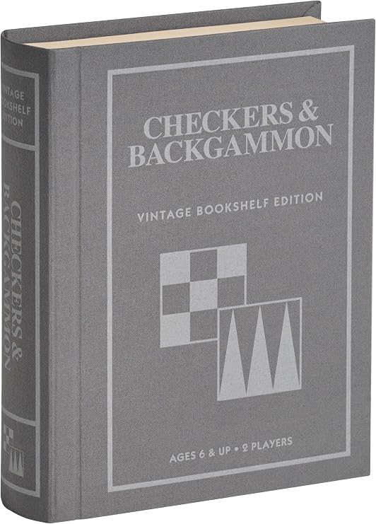 WS Game Company Checkers and Backgammon Vintage Bookshelf Edition Game Set