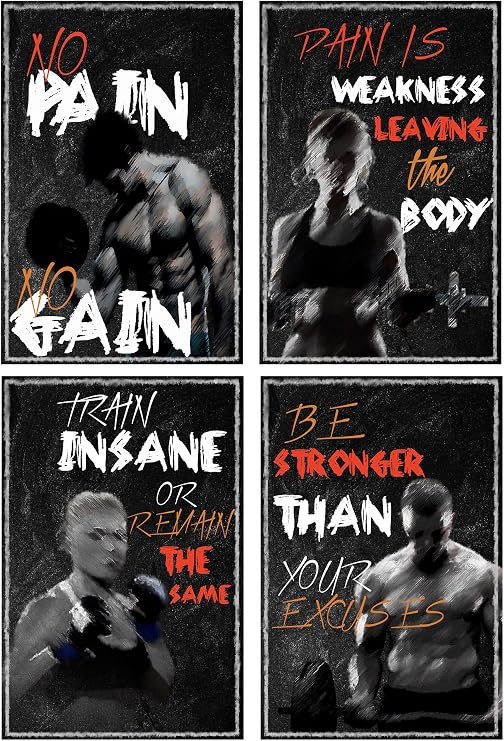 Glittering Bazaar Motivational Poster, GYM Inspirational Wall Art for Office Inspirational Quotes, Posters for Classroom & Office Decor - Set of 4-11" x17