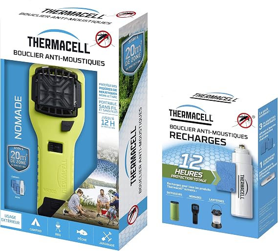 THERMACELL Thnomadvert Portable Mosquito Shield - Green + Refill Included for 12 Hours of Protection per Refill