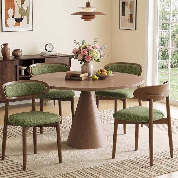 Wooden Dining Chairs set of 4, Farmhouse Dinner Chairs with Curved Back