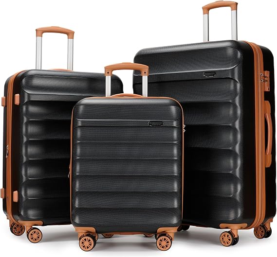 GinzaTravel 3-Piece ABS Hardshell Luggage Set 20"24"28" Large Suitcase Set