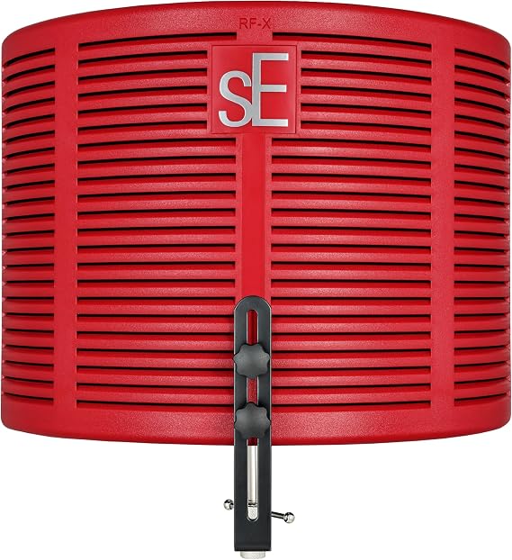 SE ELECTRONICS RF-X Reflexion Filter - Portable Microphone Isolation Shield for Recording Music, Podcasts & Voice-Overs - Four-Layer Acoustic Sound Shield for Home Recording Studio Equipment (Red)