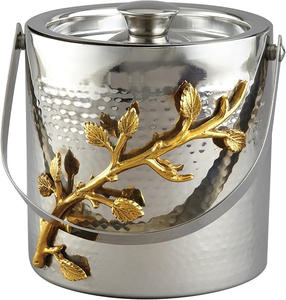 Elegance Golden Vine Ice Bucket, 6.25", Silver/Gold