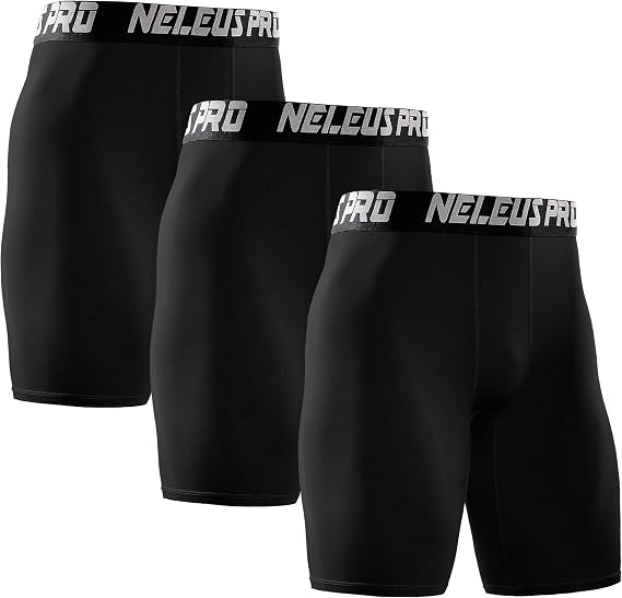 NELEUS Men's 3 Pack Performance Compression Shorts