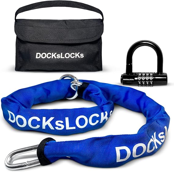 DocksLocks 8mm Security Chain Kit (3', 6' or 10') with Compact U-Lock, 3'