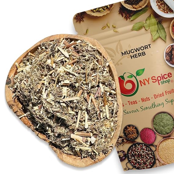 NY Spice Shop Mugwort Herb Dried Cut And Sifted - 1 Pound Dry Artemisia Vulgaris Herbs - Natural Premium Mugwort Herb for Herbal Tea - Natural Artemisa Hierba Seca Tea Leaves