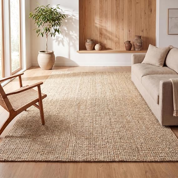 JONATHAN Y Hiro Hand Woven Chunky Jute Ivory Indoor Area Rug, 5x8, Bohemian, Transitional, Easy-Cleaning for Living Room, Bedroom, Kitchen, Pet Friendly, Non-Shedding (NFR103A-5)