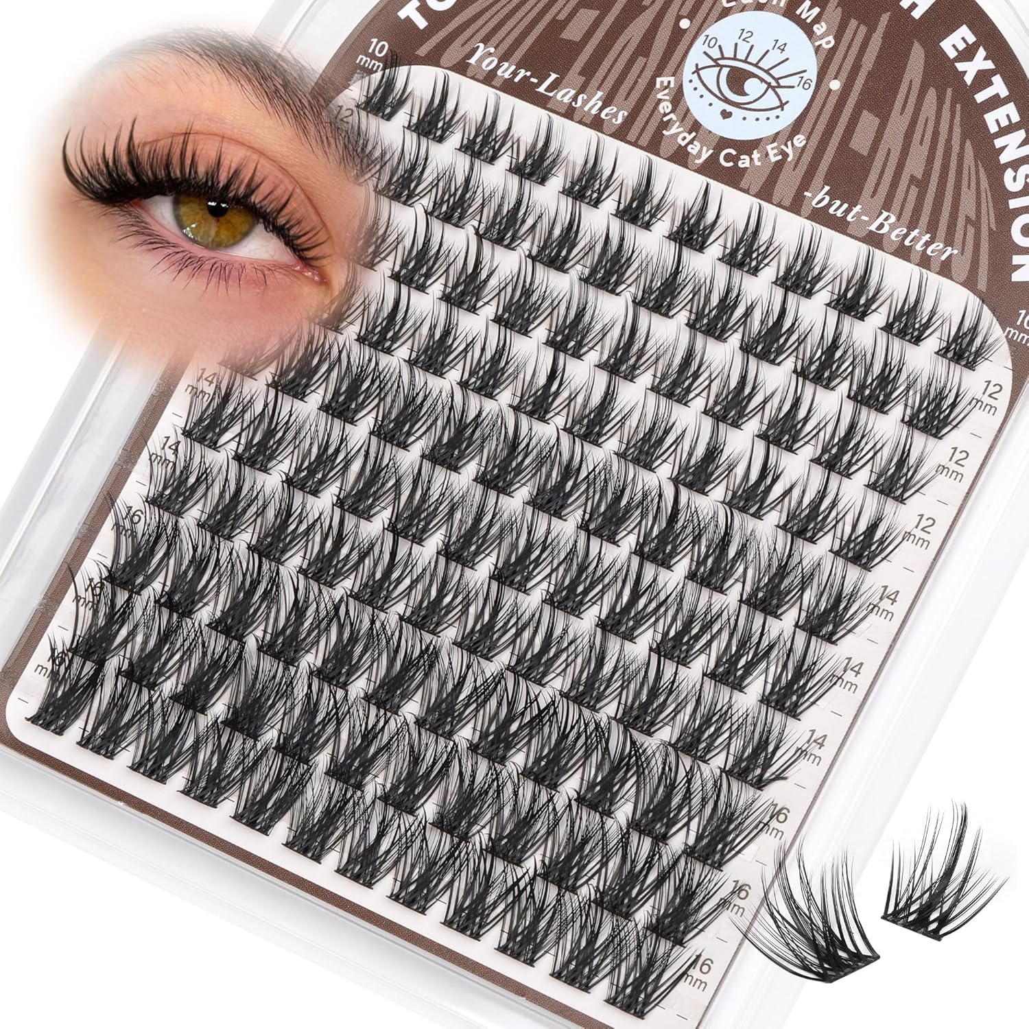 TOOCHUNAG Spiky Lash Clusters Wispy Eyelash Clusters Volume DIY Eyelash Extension C Curly Fairy Lashes Individual Soft False Eyelashes Clusters