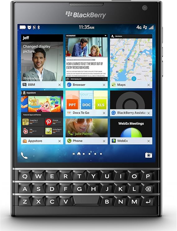 BlackBerry Passport 32GB Factory Unlocked (SQW100-1) GSM 4G LTE Smartphone - Black (International Version, Blackberry OS)