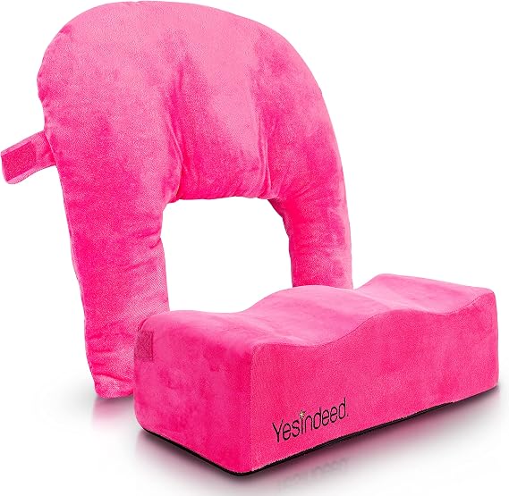 YESINDEED Brazilian Butt Lift Pillow + Back Support Dr. Approved BBL Foam Pillow Set with Carry Bag, Comfortable & Firm Recovery Cushion for Post Surgery Sitting Relief, Lightweight & Portable, Pink