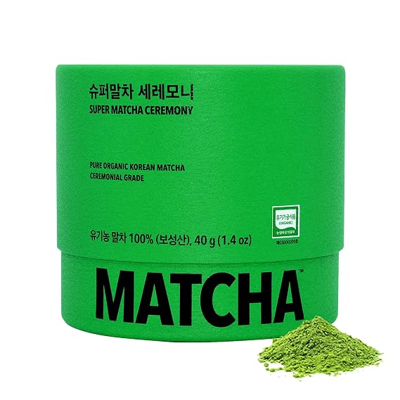 SUPER MATCHA Organic Ceremonial Grade Matcha Powder, Single Origin South Korea Matcha, Unsweetened, Sugar-Free, 1.42oz(40g) Stocking Stuffers White Elephant Gift