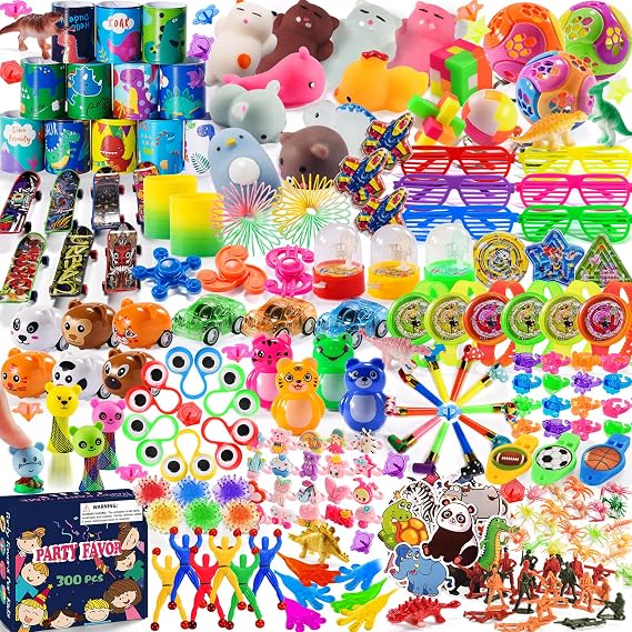 300 PCS Party Favor for Kids Goodie Bags Stuffers, Treasure Box Prizes Toys | Pinata Stuffers for Kids Classroom Rewards Bulk, Small Fidget Toys Birthday Gift Bag Fillers, Treasure Chest Carnival Prizes