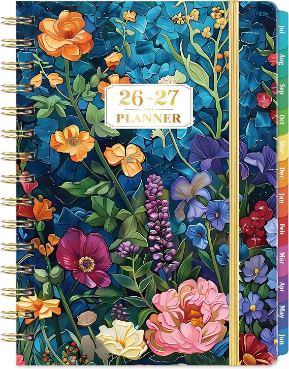 Planner 2026-2027 - JUL 2026 - JUN 2027, Planner Weekly and Monthly 2026-2027with Colorful Tabs, Planner 2027-2027, 6.5" x 8.5", 26-27 Calendar Planner, Weekly and Monthly Planner with Inspiring Quotes, Twin-wire Binding, Premium Paper, Back Pocket & Hardcover
