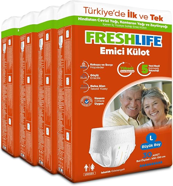 Freshlife Large Absorbent Panties 4 Packs (120 Pieces) with 30’