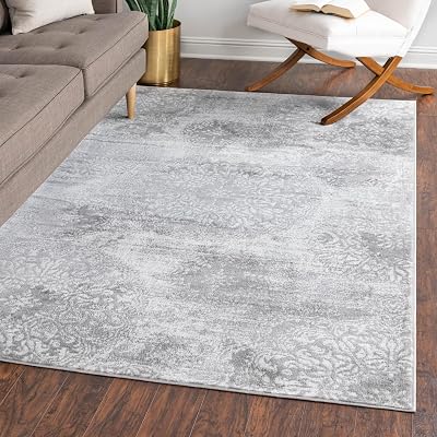 Unique Loom Sofia Collection Area Rug - Grand 7 10 x 10 Rectangle, Light Gray Ivory