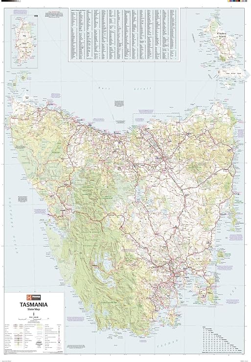 Tasmania State Wall Map - 28.25" x 40" Matte Plastic