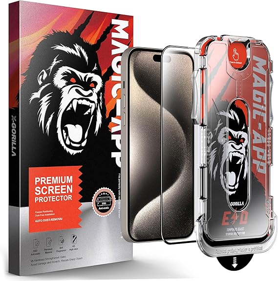 Klasse X-Gorilla iPhone 15/16 Ekran Koruyucu Cam | 9H Kırılmaz Tam Kaplama, Tozsuz Uygulama ve Kırılmaz & Çizilmez (Şeffaf & Hayalet Seçenekleri)
