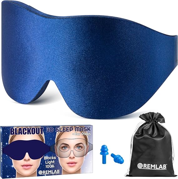 Eye Mask for Sleeping Women and Men, Eye Covers for Sleeping, Eye Mask Sleep Blind Fold Cover, Comfortable Cooling Padded Memory Foam Airplane 3D Blindfold Night Masks (Slumber Blue)