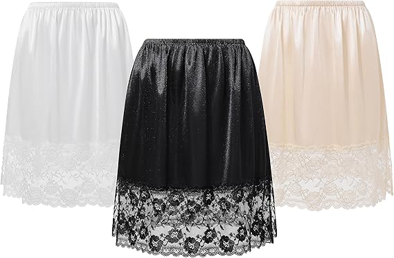 Coucoland Half Slips for Under Dresses - 20" Black White Womens Underskirt Half Slip Women Under Dress Shirt Skirt Extender