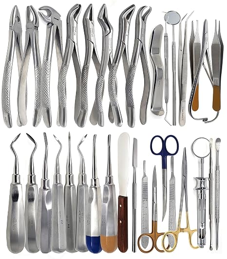 Premium Quality 77 Pcs Dental Oral Extraction Extracting Forceps Elevators Instruments Set Kit