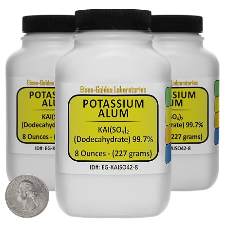 Potassium Alum [KAl(SO4)2] 99.7% ACS Grade Powder 1.5 Lb in Three Space-Saver Bottles