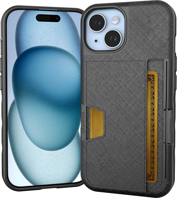 Smartish iPhone 15 Wallet Case with Card Holder, Wallet Slayer Vol 2, Black