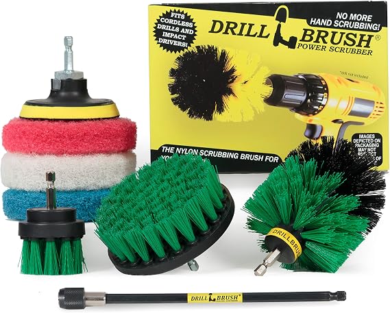 Household Cleaning Supplies - Power Scrubber Brush Set - Drill Brush Attachment Pads - Home Cleaning Brushes - Kitchen Cleaner Stove Brush - Counter Tile Kitchen Cleaner Pads - Kitchen Sink Brush