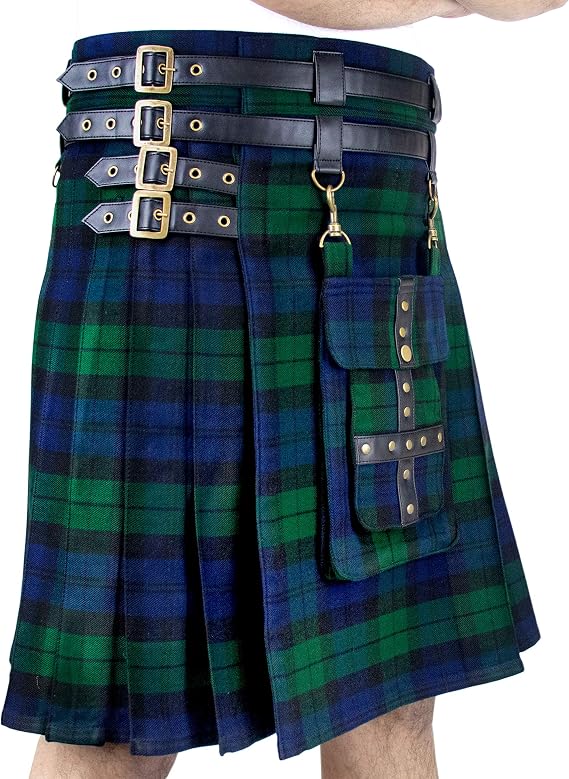 DSS KILTS- Adjustable 16 oz Tartan Utility Kilts for Men with Front Detachable Pocket