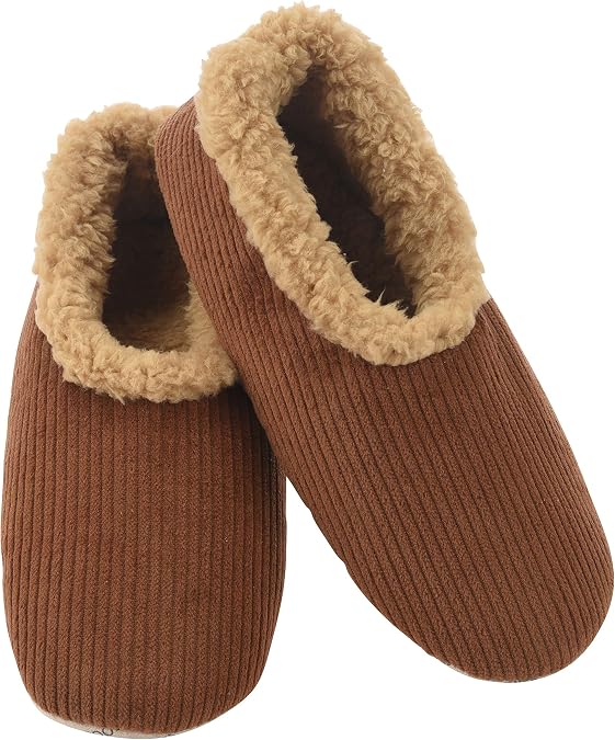 Snoozies Mens Slippers Indoor Plaid, Cord, or Camo, Sherpa Fleece-Lined Slippers Socks Non-Skid, Mens House Shoes, Male Gifts