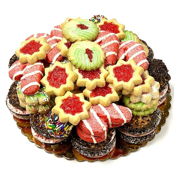 Best Cookies - 3 lb. Gourmet Christmas Cookies Platter with 75+ cookies, Christmas Gift Baskets, Christmas Basket of Assortment Cookies for Christmas Holiday Him & Her Cookie Gifts