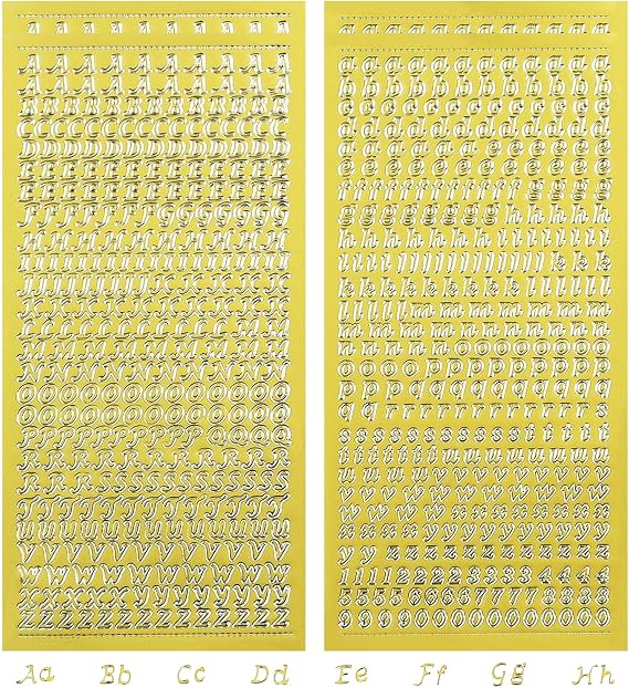 Gold Letter Number Stickers, Small Golden Alphabet Stickers - 4 Sheets | for Scrapbook, Birthday Invitation Cards, Thank You Cards,Nails Arts and Keyboards