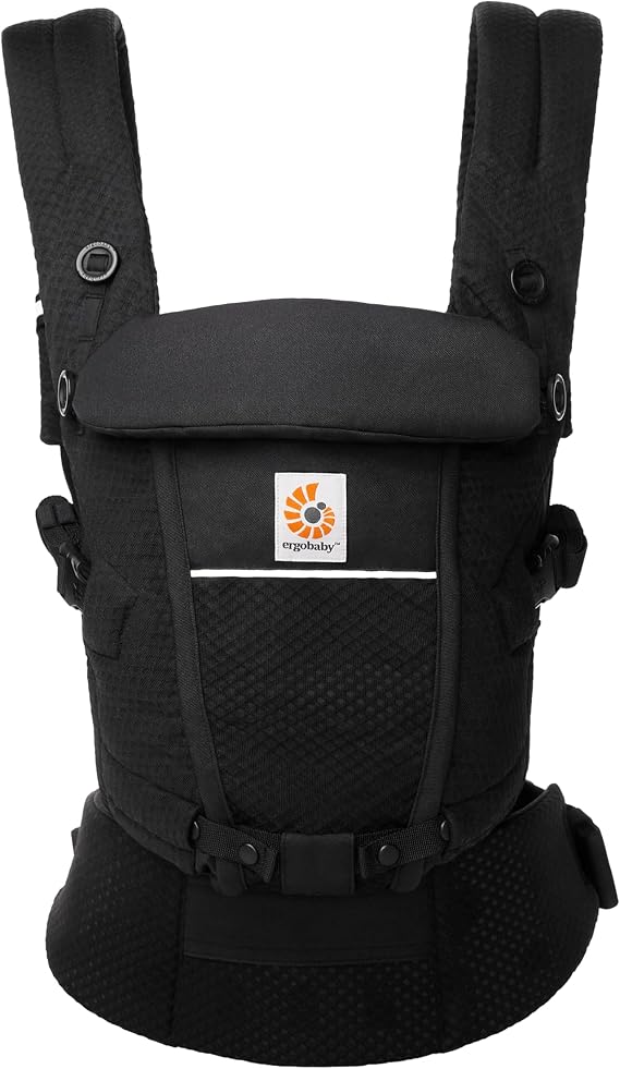 Ergobaby Adapt Baby Carrier for Newborns to Toddlers 0-48 Months | 3-Position Breathable Mesh Baby Carrier with Ergonomic Support - 7-45 lbs / 3.2-20.4 kg, Onyx Black