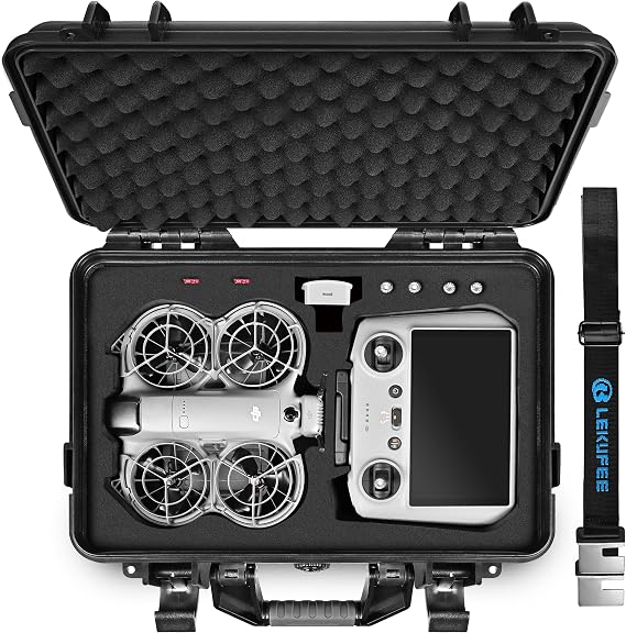 Lekufee Waterproof Hard Carrying Case for DJI Neo 2, Fly More Combo, DJI RC 2/RC N3, Battery(5 pcs), Charging Hub, and other Accessories(Case Only)